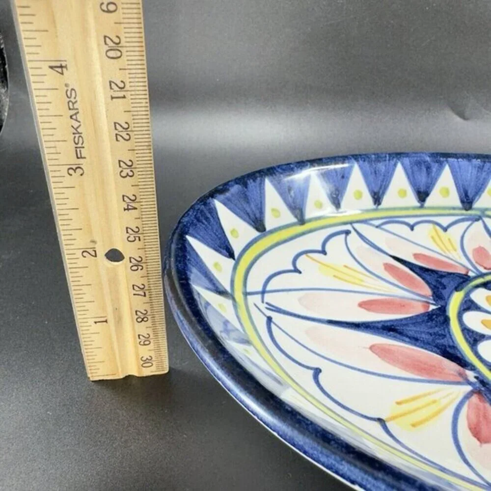 Vintage Italian Folk Art Pottery Stoneware Long Tray Dish Plate‎ Hand Painted